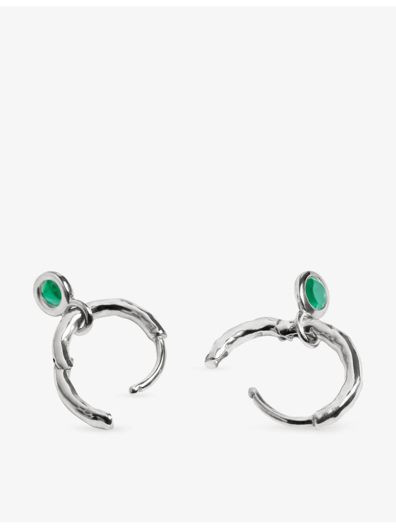 Monica Vinader green onyx huggie earrings, UK version