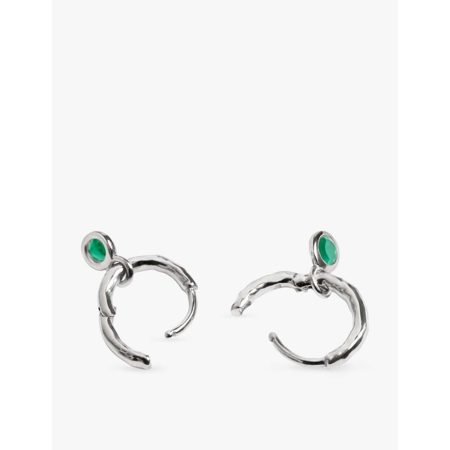 Monica Vinader green onyx huggie earrings, UK version