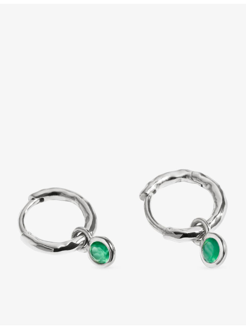 Monica Vinader green onyx huggie earrings, UK version