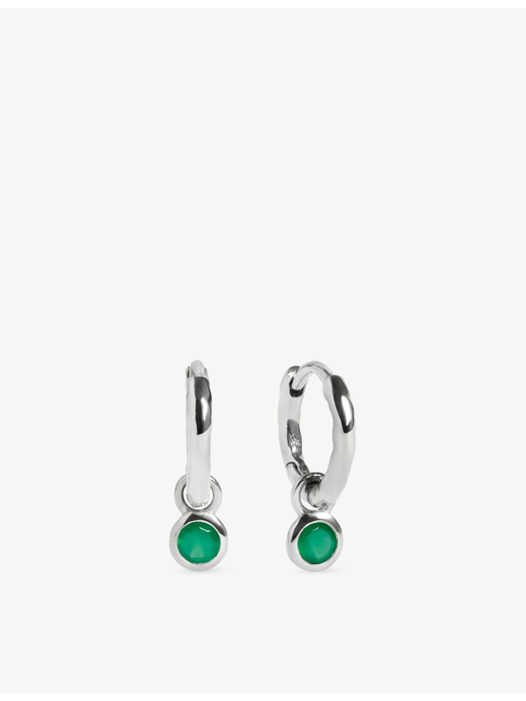 Monica Vinader green onyx huggie earrings, UK version