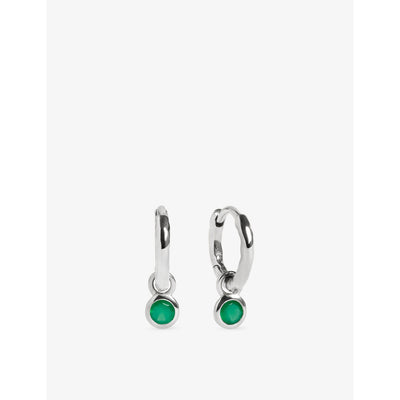 selfridges Monica Vinader May Birthstone Sterling Silver and Green Onyx Huggie Earrings- Buy online at McGrocer
