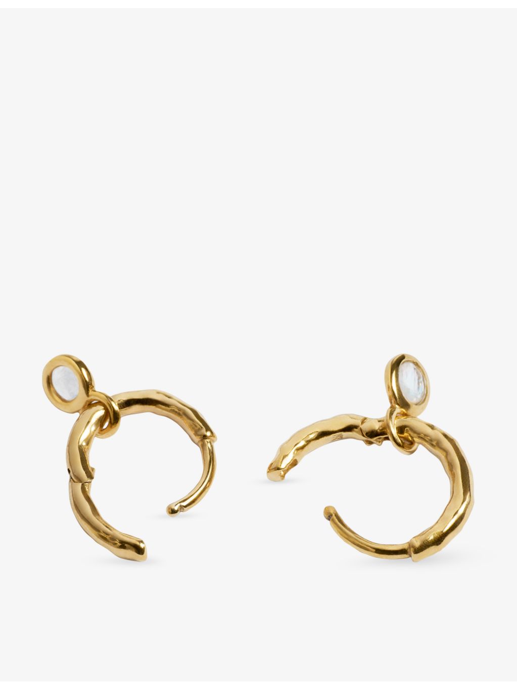 Monica Vinader moonstone huggie earrings 18ct gold vermeil (British brand)