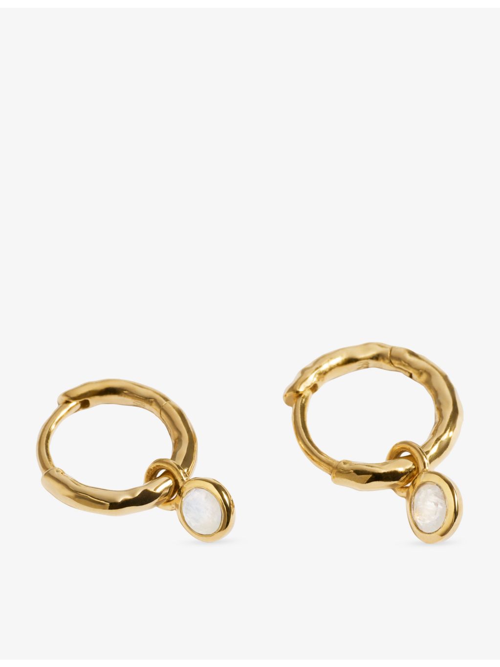 Monica Vinader moonstone huggie earrings 18ct gold vermeil (British brand)