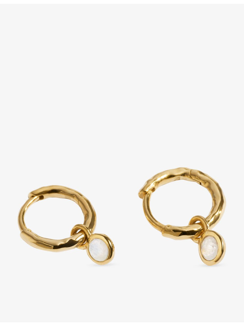 Monica Vinader moonstone huggie earrings 18ct gold vermeil (British brand)