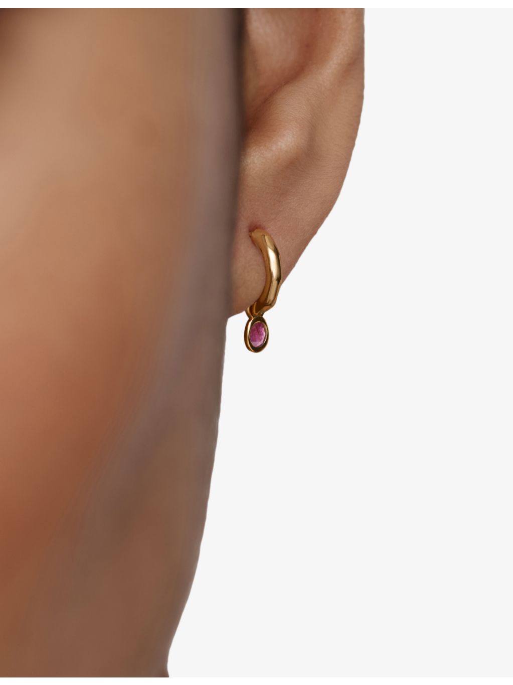 Monica Vinader huggie earrings ruby birthstone 18ct gold vermeil - British product
