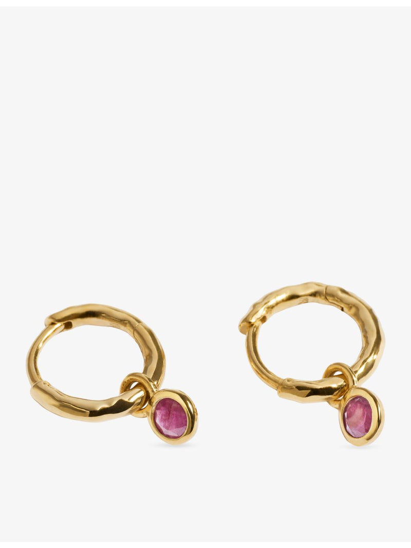 Monica Vinader huggie earrings ruby birthstone 18ct gold vermeil - British product