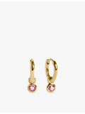 Monica Vinader pink tourmaline huggie earrings in 18ct gold vermeil (British brand)