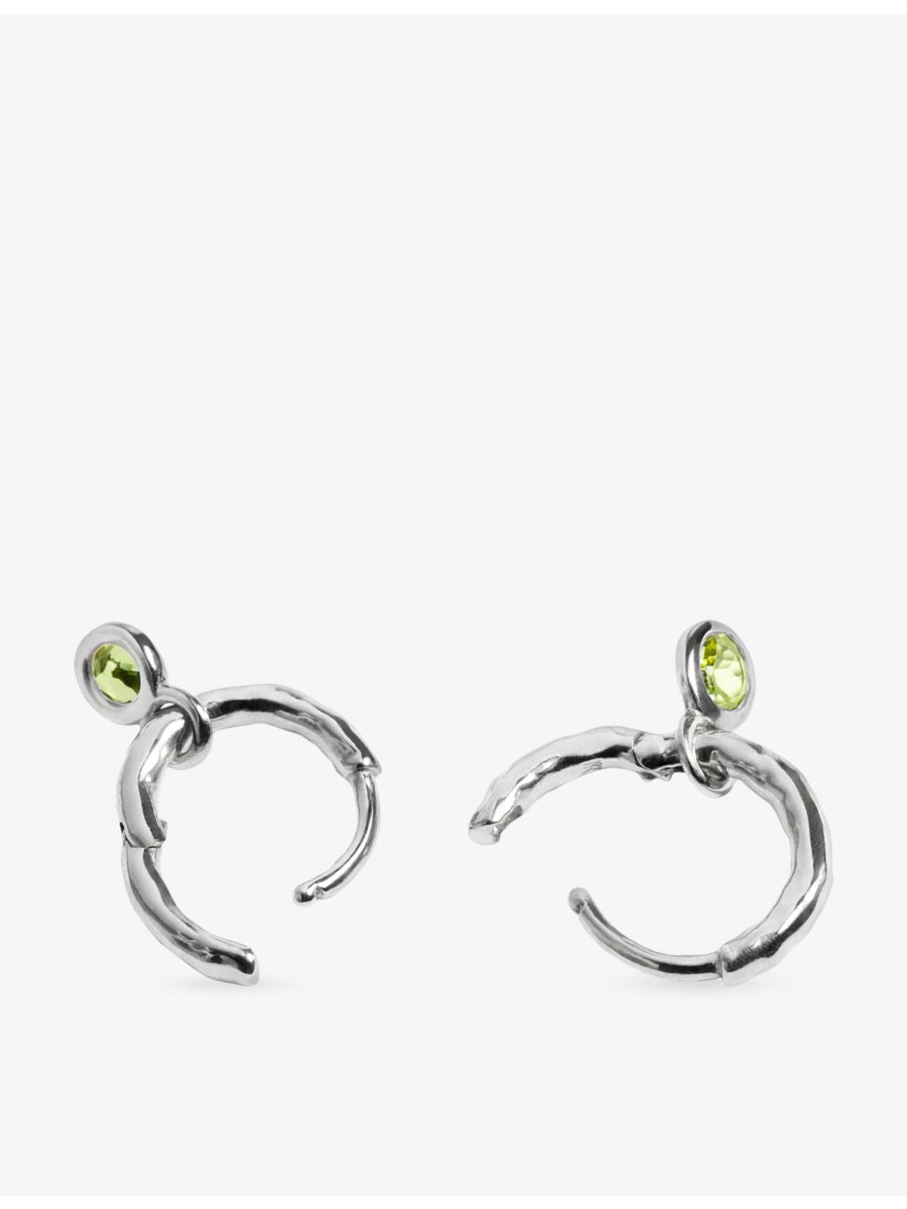 Monica Vinader sterling silver peridot huggie earrings, UK version