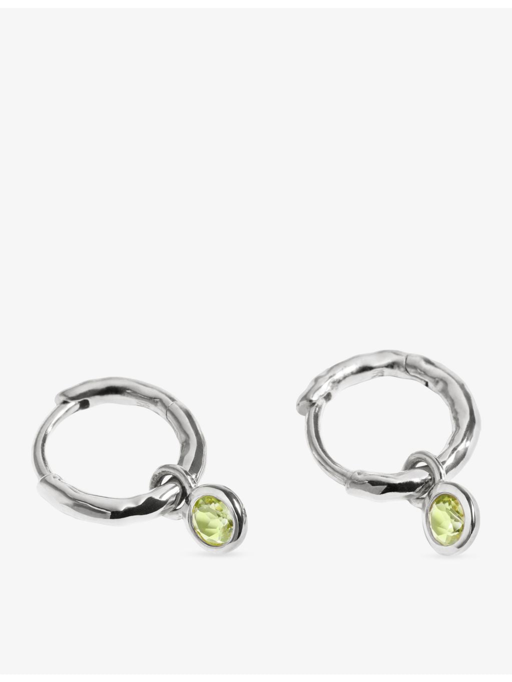 Monica Vinader sterling silver peridot huggie earrings, UK version