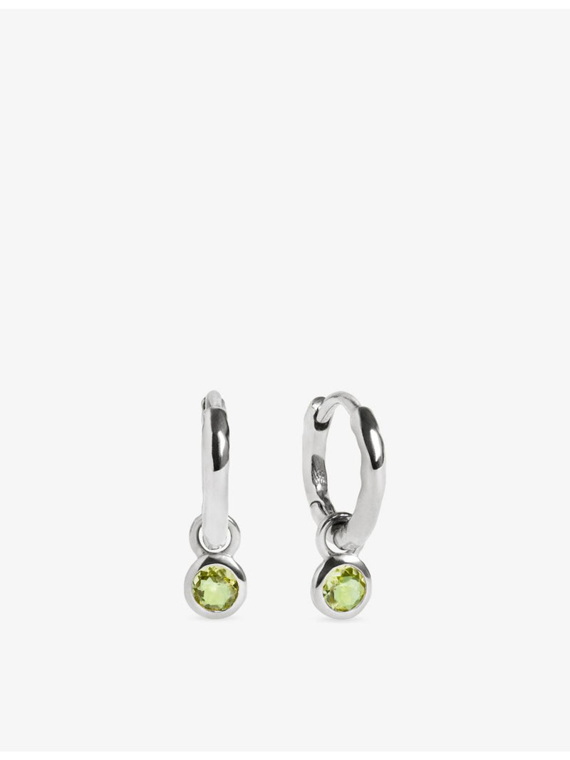 Monica Vinader sterling silver peridot huggie earrings, UK version