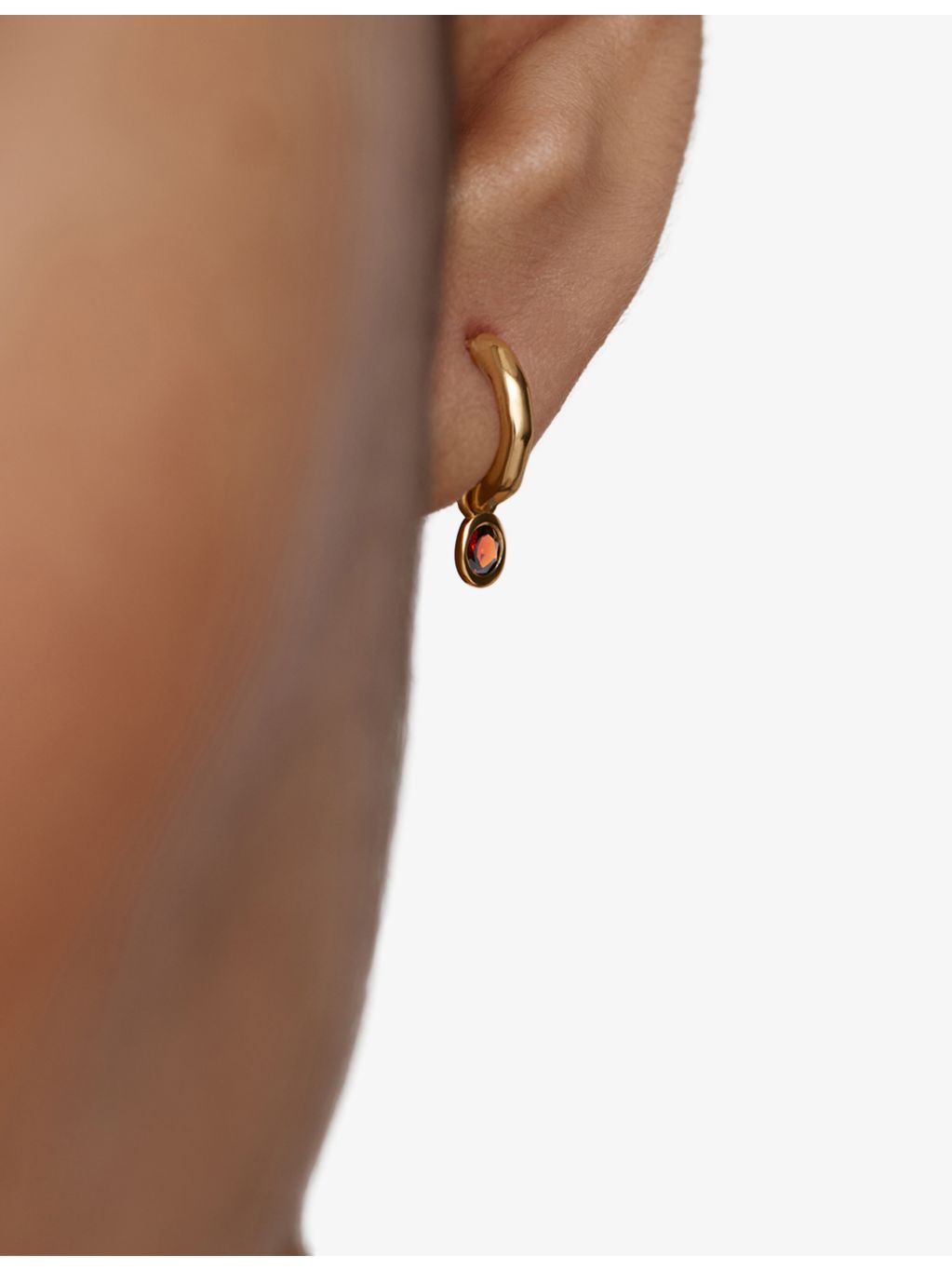 Monica Vinader red garnet huggie earrings 9mm, imported from the UK