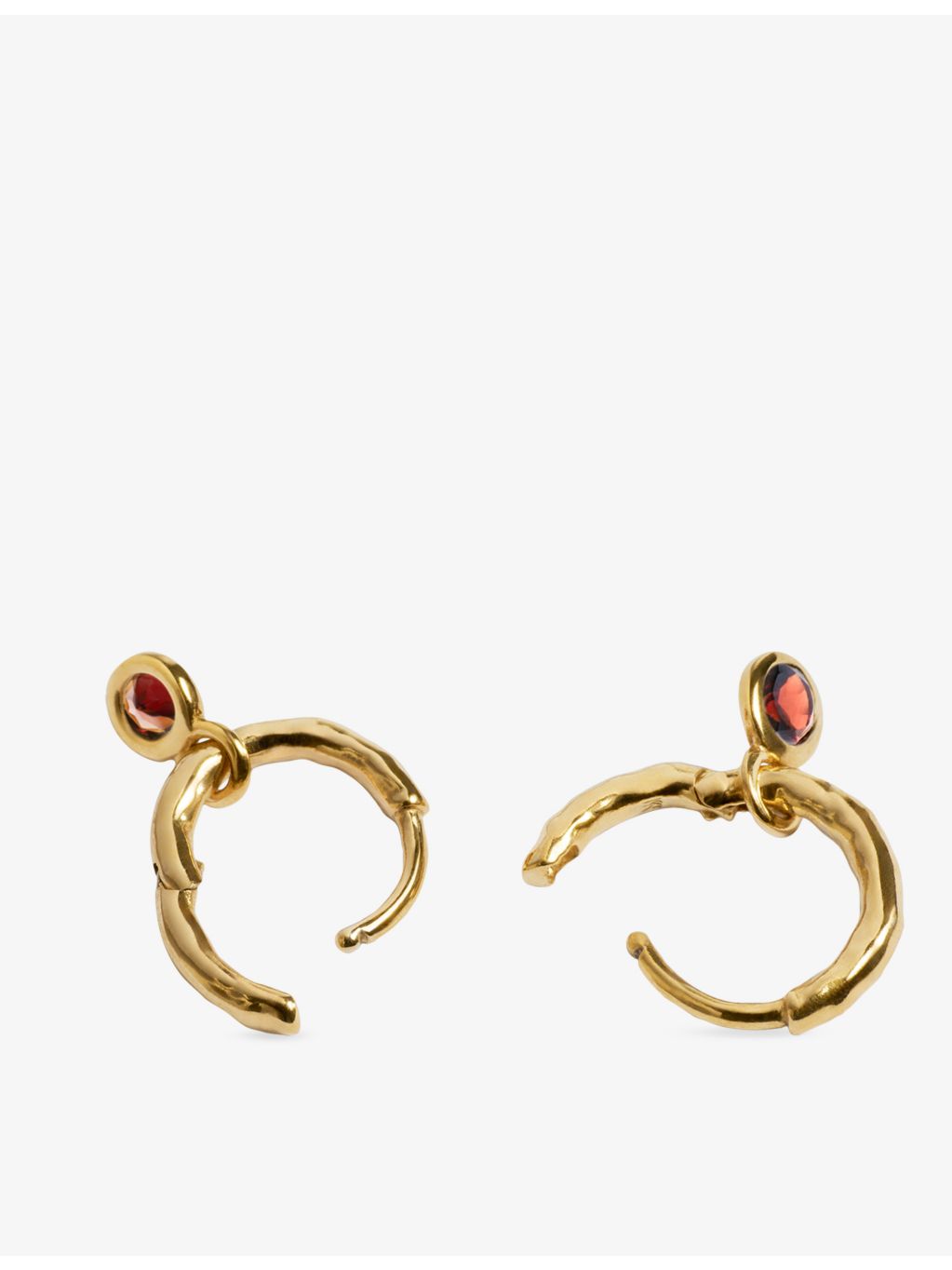 Monica Vinader red garnet huggie earrings 9mm, imported from the UK