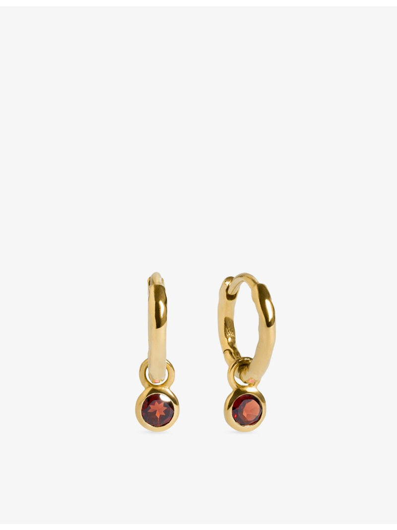 Monica Vinader red garnet huggie earrings 9mm, imported from the UK