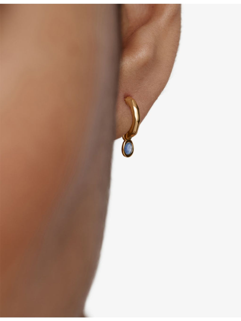 Monica Vinader blue sapphire huggie earrings 9mm, imported from the UK