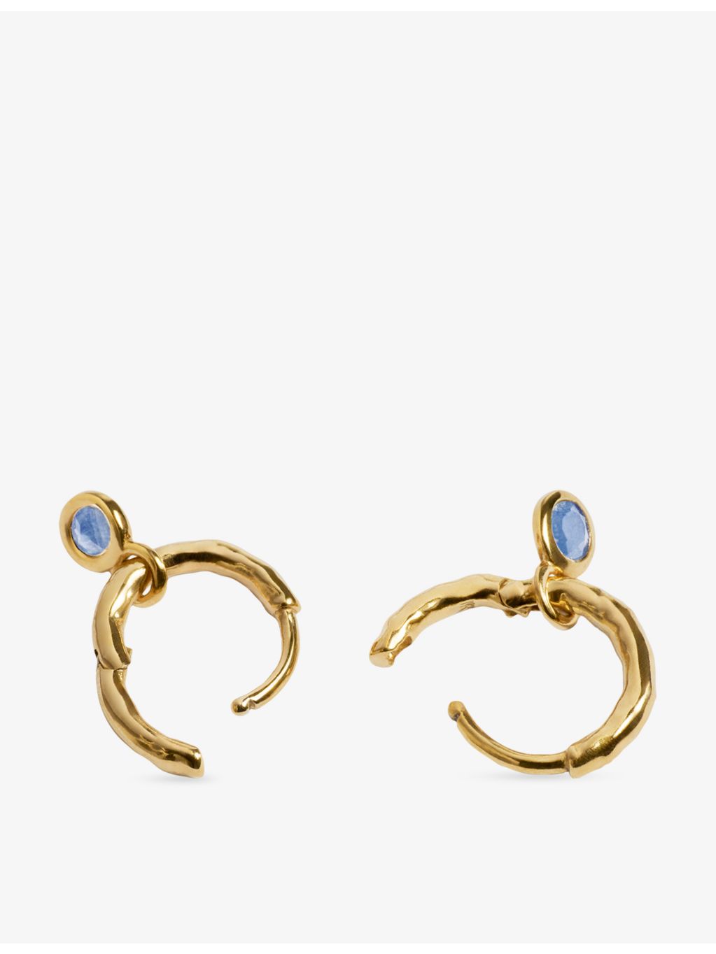 Monica Vinader blue sapphire huggie earrings 9mm, imported from the UK