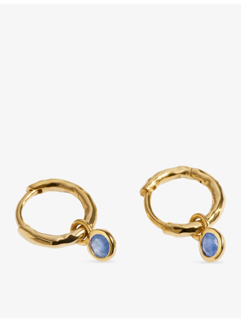 Monica Vinader blue sapphire huggie earrings 9mm, imported from the UK