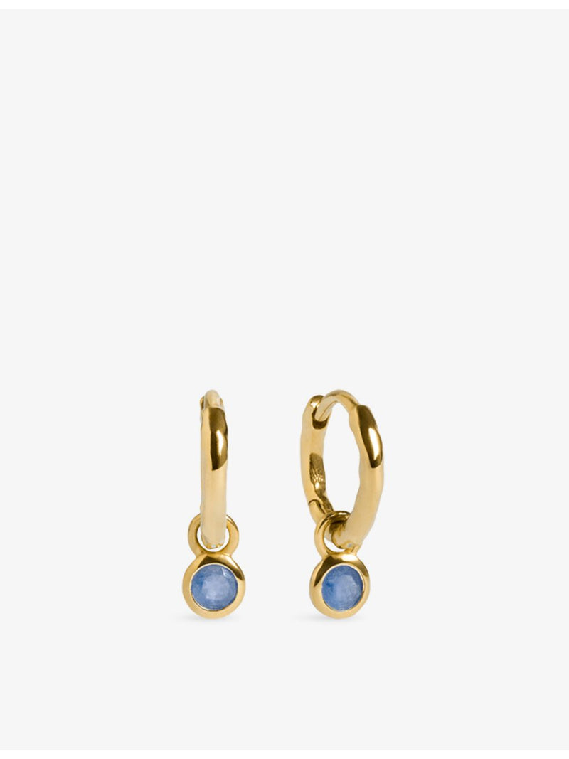Monica Vinader blue sapphire huggie earrings 9mm, imported from the UK