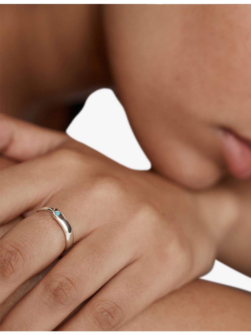Monica Vinader sterling silver amazonite ring, UK version