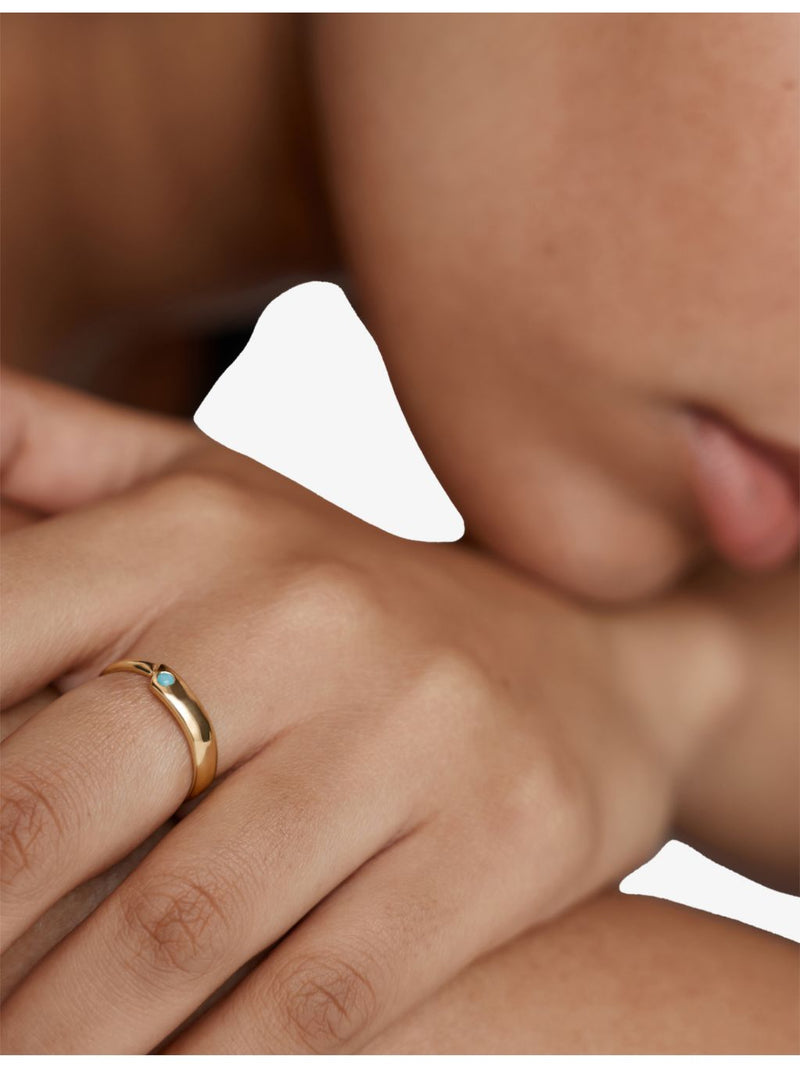 Monica Vinader amazonite stacking ring in 18ct gold vermeil, UK version