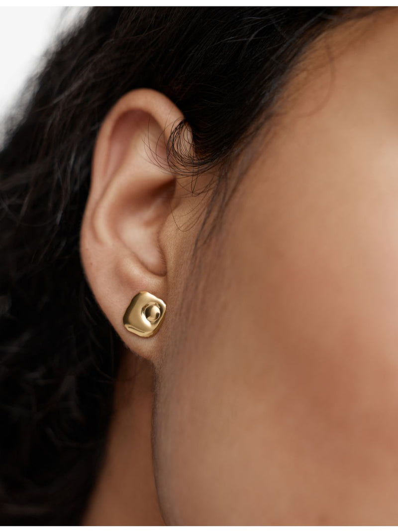 Monica Vinader Amaia 18ct gold vermeil stud earrings, imported from the UK