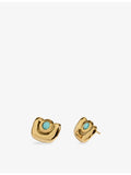 Monica Vinader Amaia gold vermeil amazonite stud earrings, imported from the UK