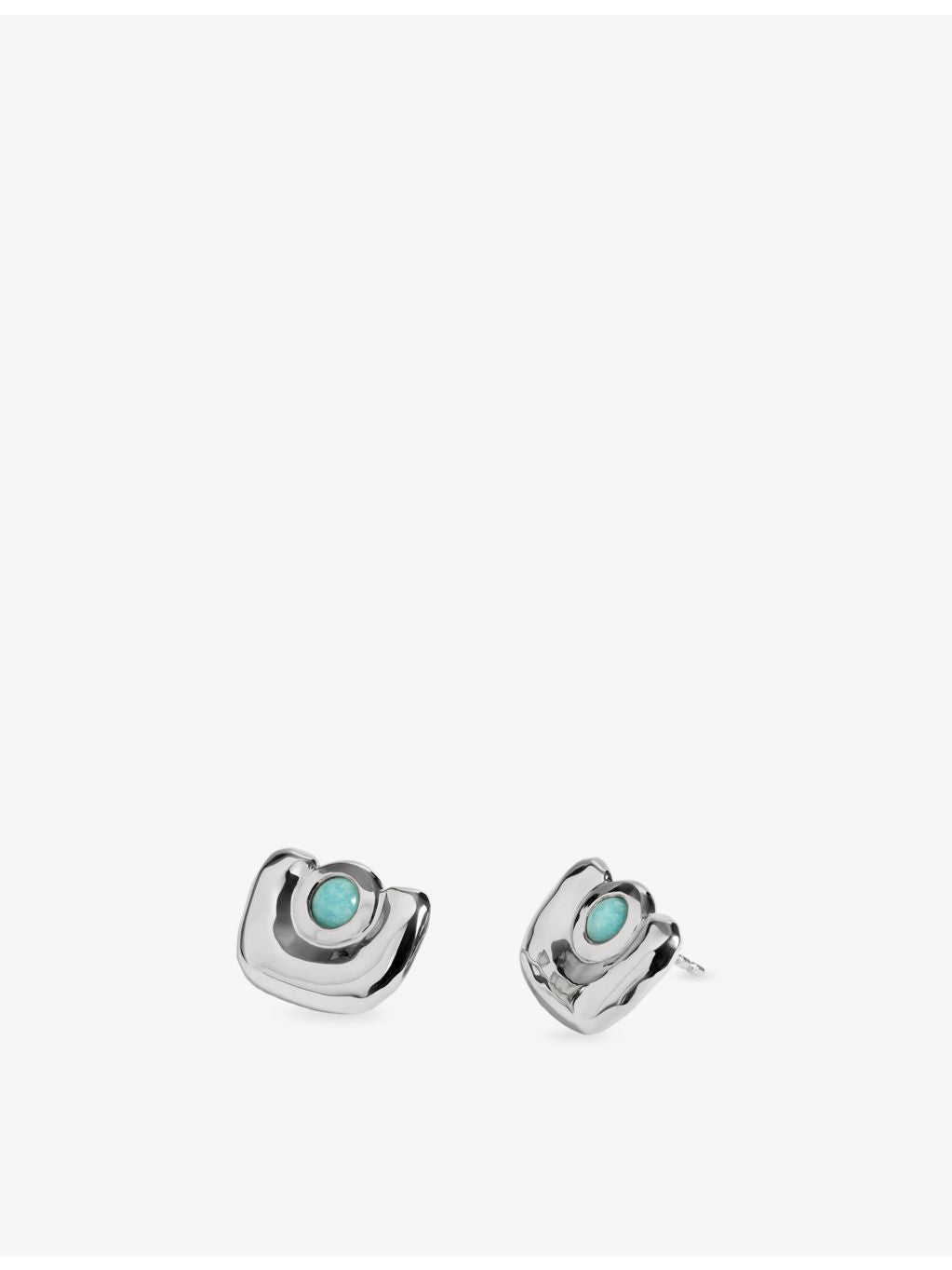 Monica Vinader sterling silver and amazonite stud earrings, UK version