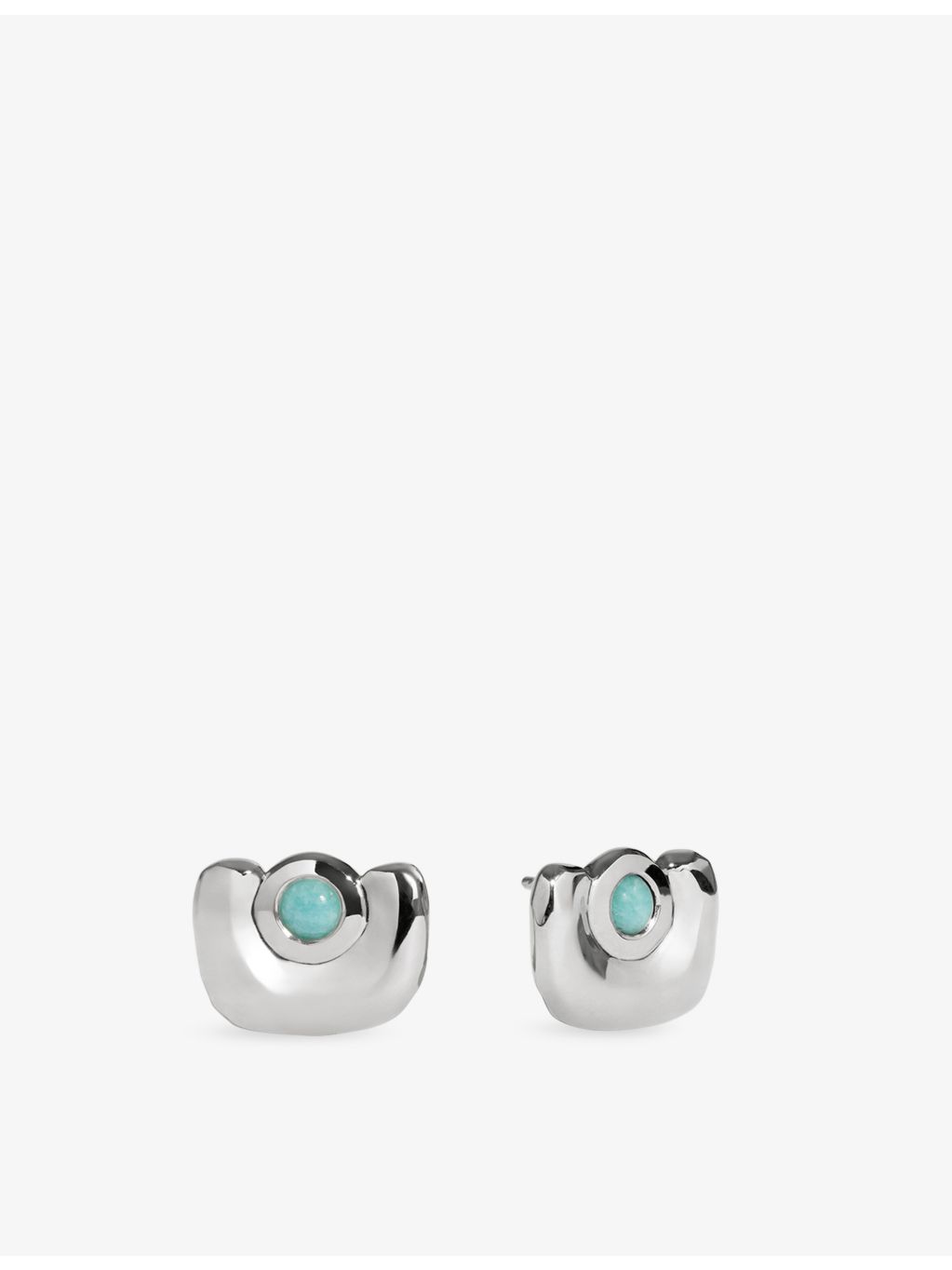 Monica Vinader sterling silver and amazonite stud earrings, UK version