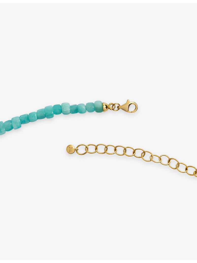 Monica Vinader Amaia amazonite beaded necklace 18ct yellow gold vermeil, UK version