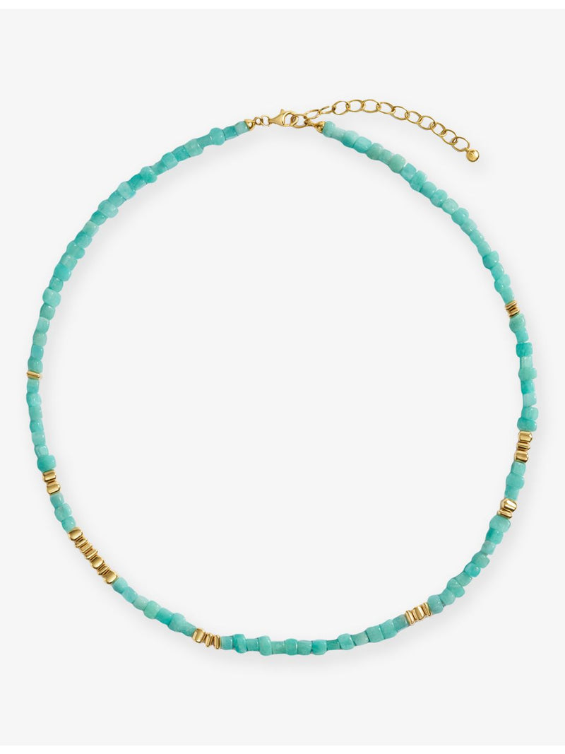 Monica Vinader Amaia amazonite beaded necklace 18ct yellow gold vermeil, UK version