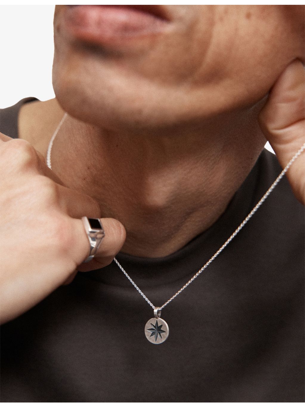 Monica Vinader Guiding Star sterling silver pendant 13mm, imported from the UK