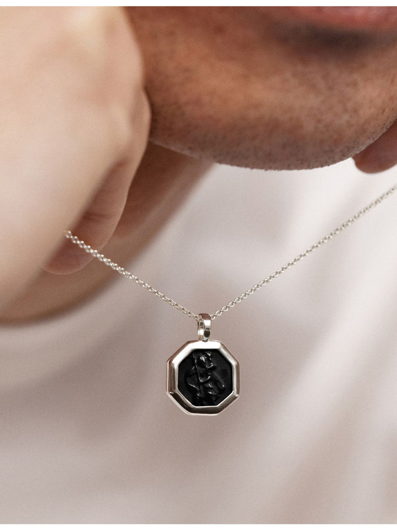 Monica Vinader St Christopher sterling silver black onyx pendant - British product