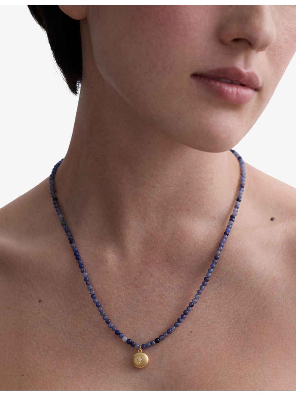 Astley Clarke Tiny Star locket, blue aventurine, imported from the UK