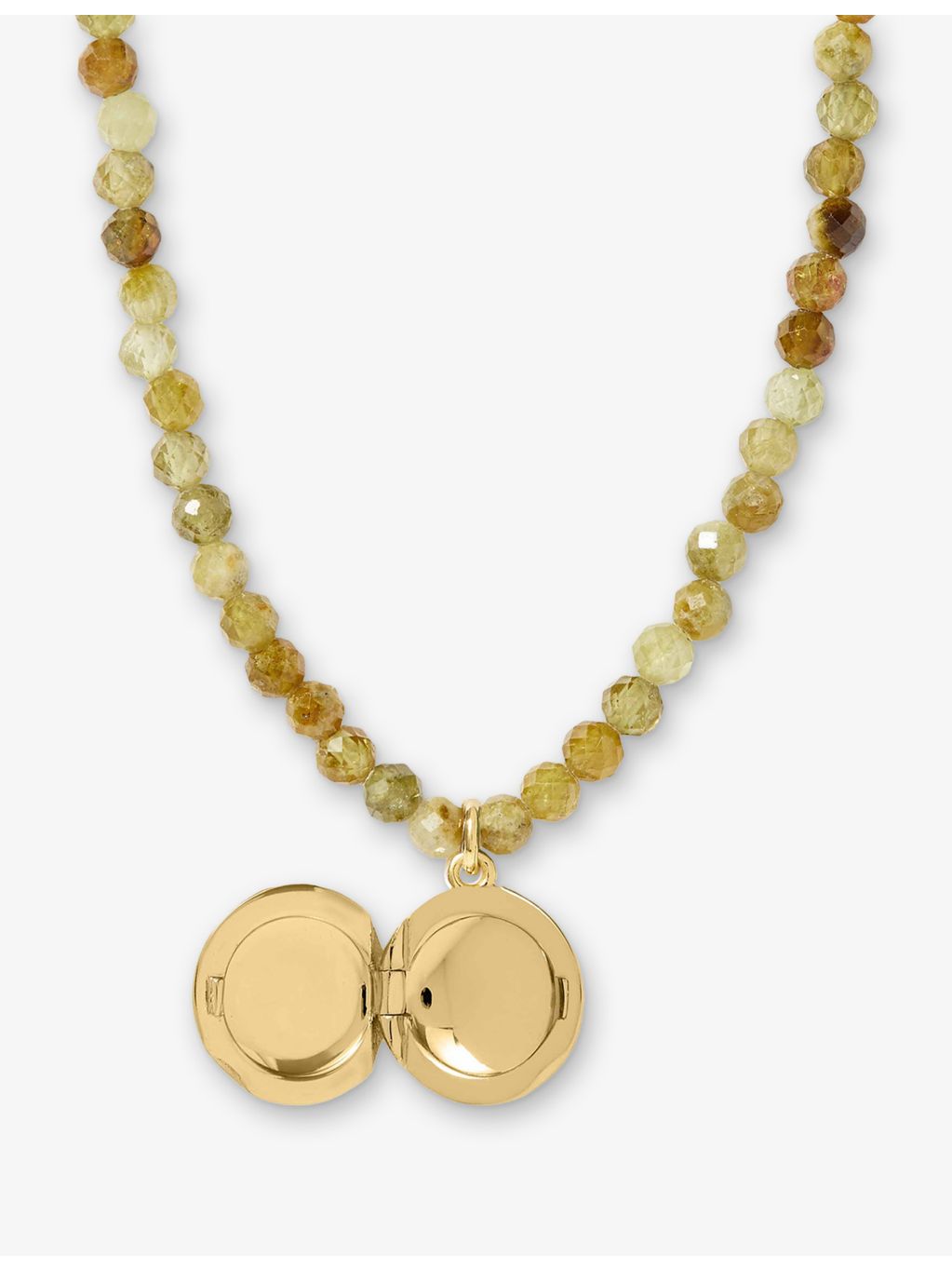 Astley Clarke yellow gold plated locket necklace with green garnet (British brand)