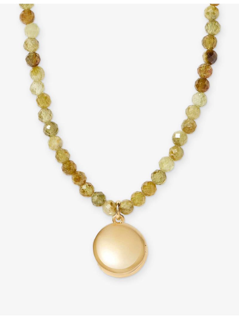 Astley Clarke yellow gold plated locket necklace with green garnet (British brand)