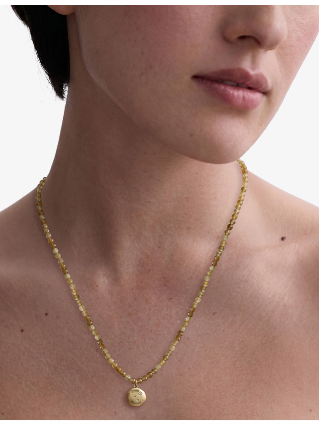 Astley Clarke yellow gold plated locket necklace with green garnet (British brand)
