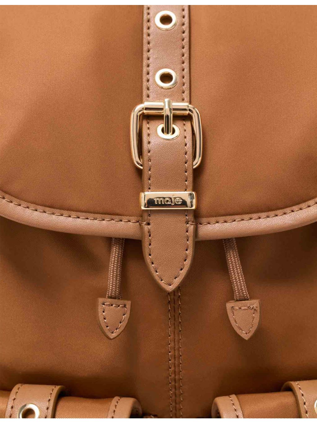 Maje eyelet-embellished nylon leather backpack - British product