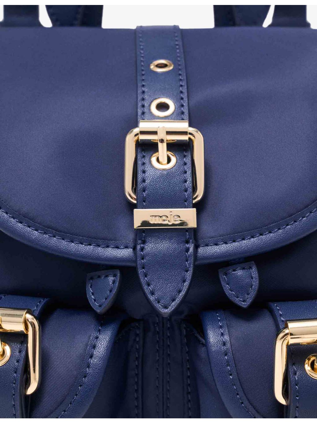 Maje mini nylon and leather backpack with eyelets (British brand)