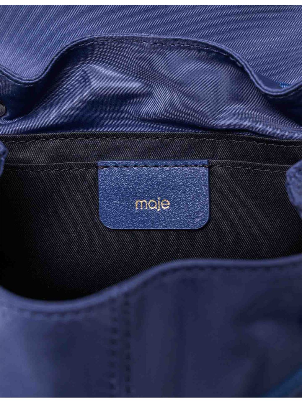 Maje mini nylon and leather backpack with eyelets (British brand)