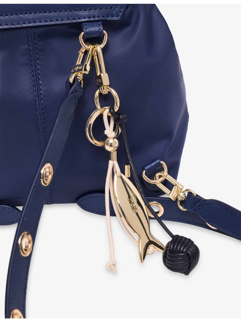 Maje mini nylon and leather backpack with eyelets (British brand)