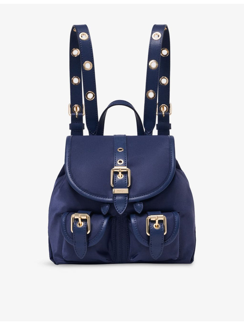 Maje mini nylon and leather backpack with eyelets (British brand)
