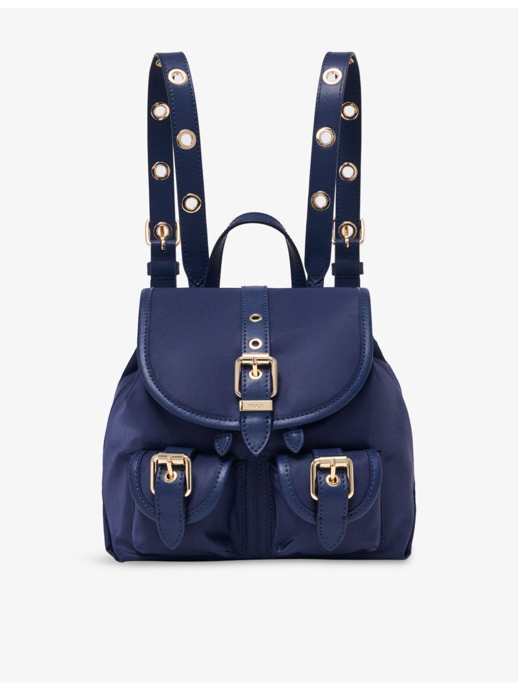Maje mini nylon and leather backpack with eyelets (British brand)