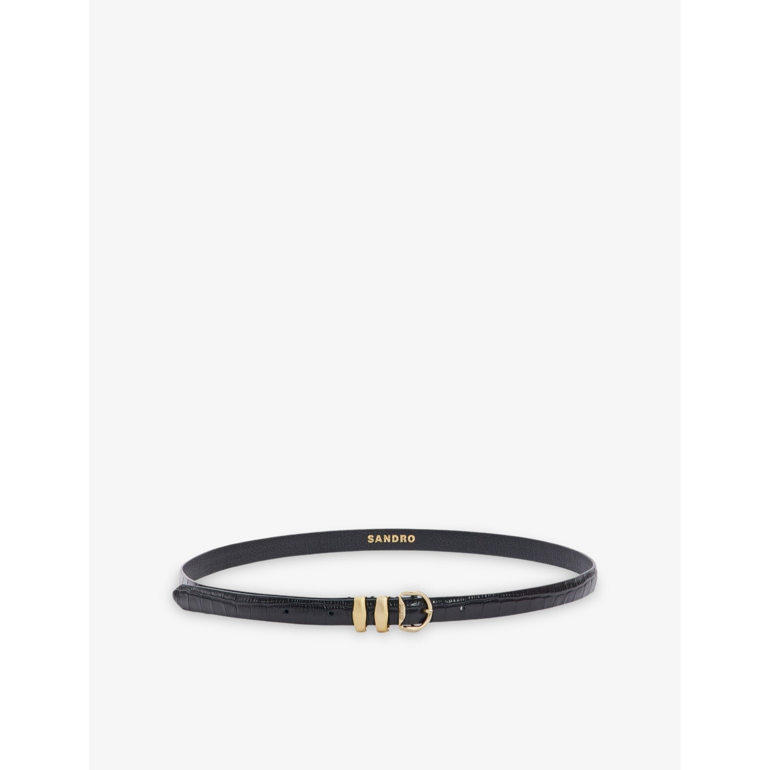 Branded-Buckle Mock-Croc Leather Belt - 22