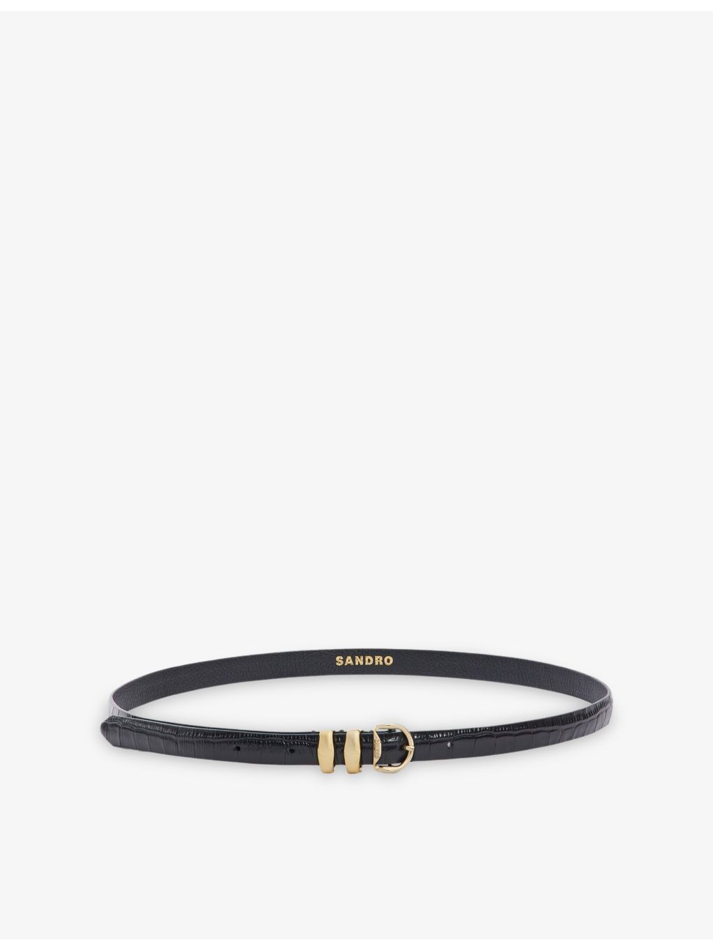 Sandro mock-croc leather belt with gold-tone buckle, UK version