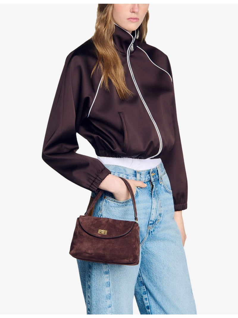 Sandro suede mini shoulder bag, imported from the UK