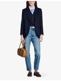 Sandro Ezmehralda suede bowling bag with twin handles, UK version