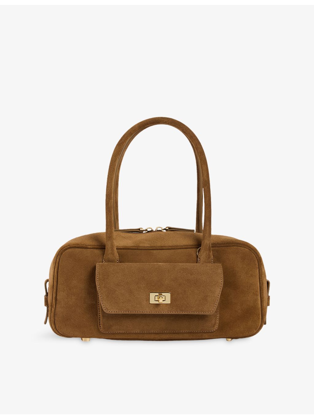 Sandro Ezmehralda suede bowling bag with twin handles, UK version