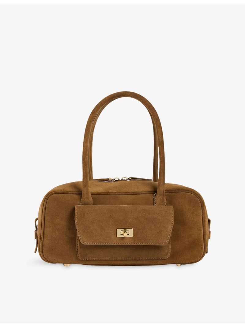 Sandro Ezmehralda suede bowling bag with twin handles, UK version