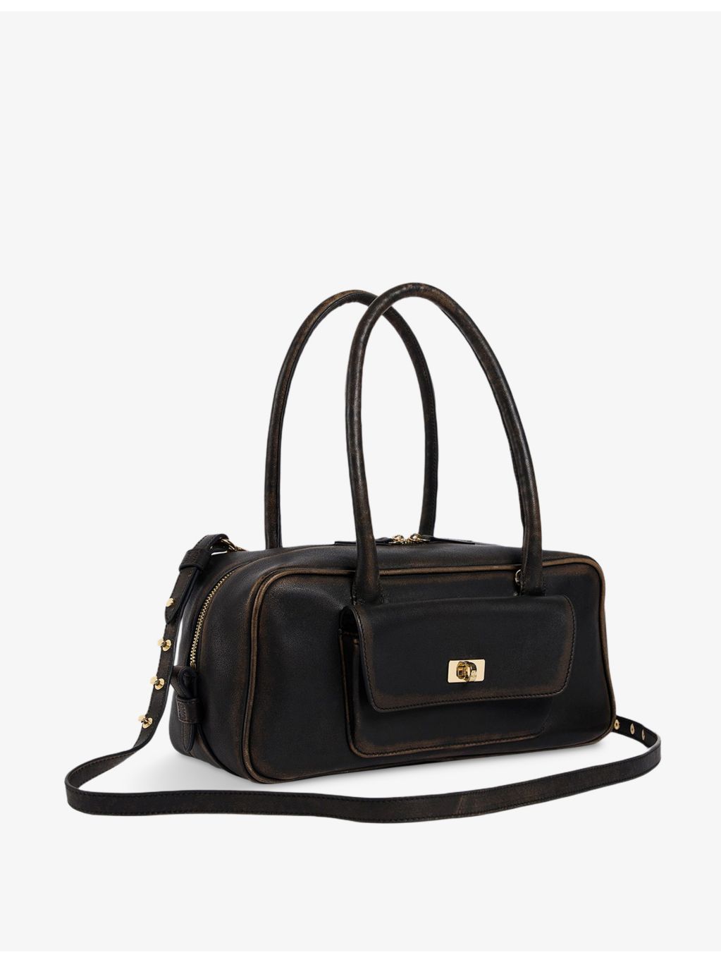 Sandro Ezmehralda suede shoulder bag with gold-tone hardware, UK version
