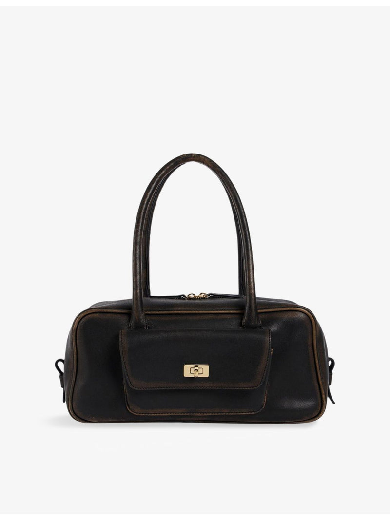 Sandro Ezmehralda suede shoulder bag with gold-tone hardware, UK version