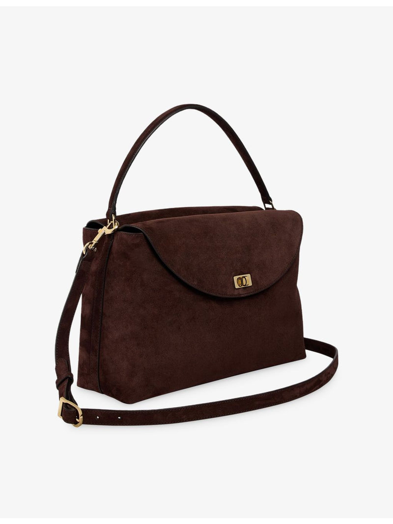 Sandro suede shoulder bag with detachable cross-body strap (British brand)